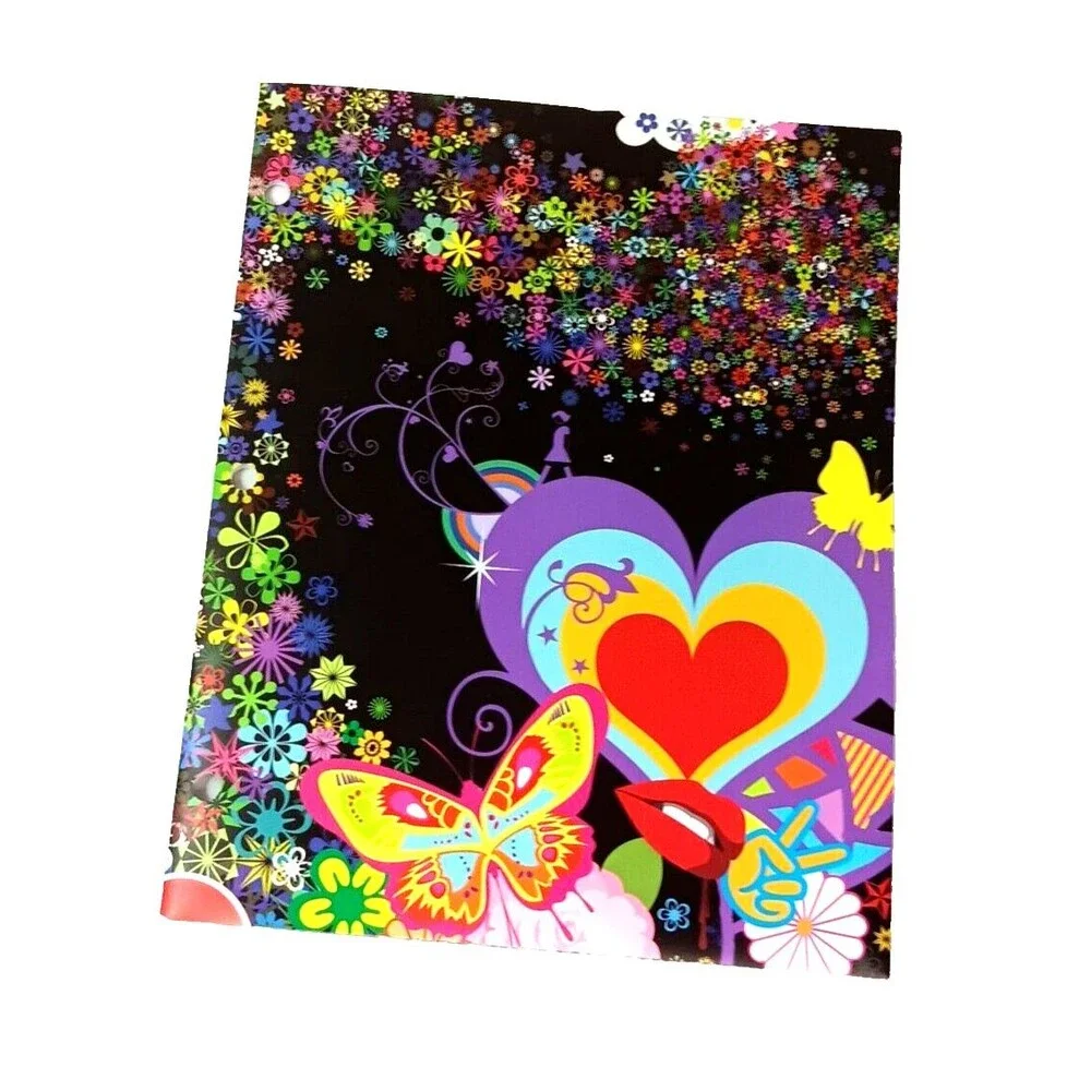 Mead Trapper Keeper Folders Butterflies Hearts Flowers Hippie Retro Vintage Four